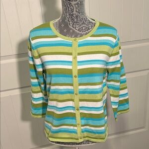 Christopher & Banks Multicolor Striped Cardigan L